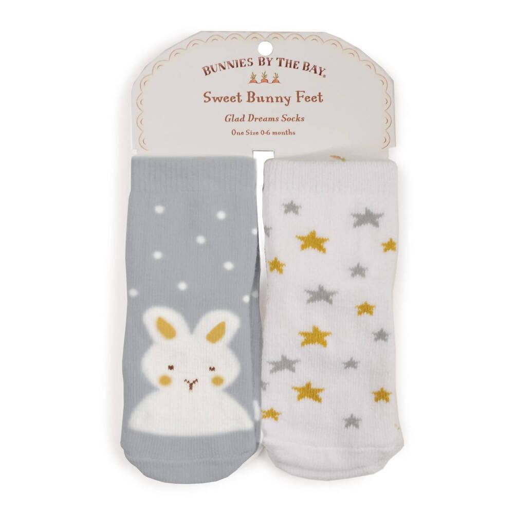 NEW BUNNIES BY THE BAY baby boys give glad dreams socks in grey/white
